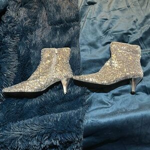 Impo stretch sequin heeled booties